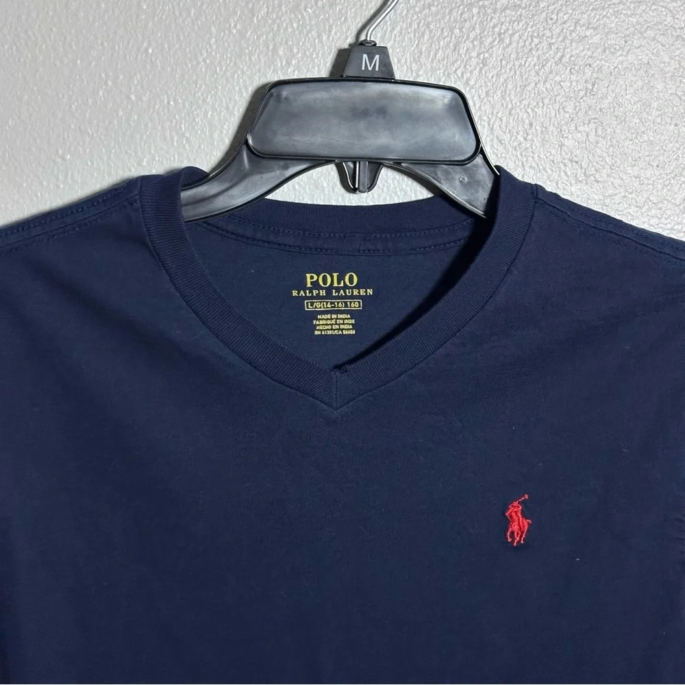 Polo by Ralph Lauren‎ Kids Boys Dark Blue V-Neck Tee Size L(14-16)